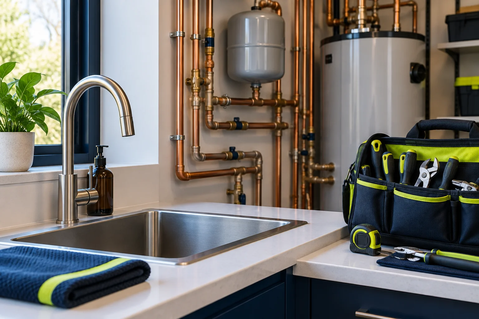 Illustrative plumbing companies imagery for a service website