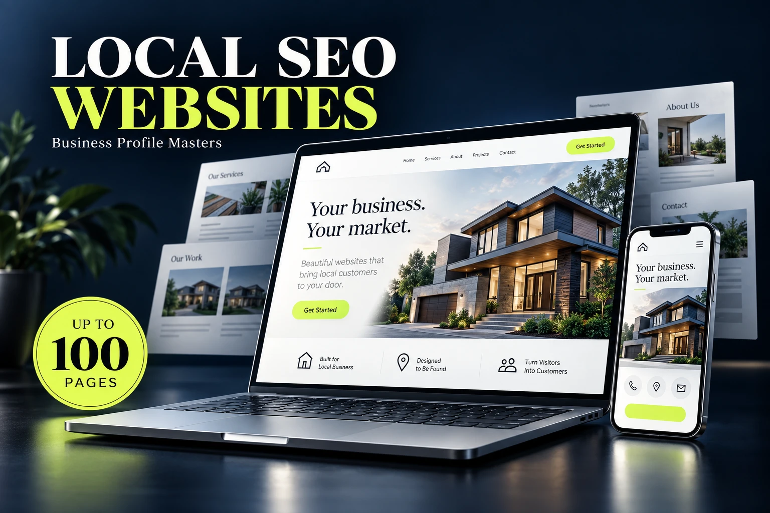 Local SEO website design shown on laptop and mobile screens